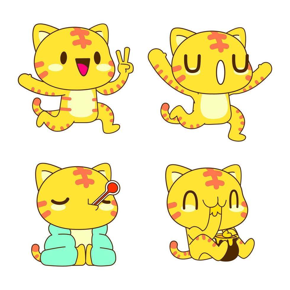 cute little cat vector set illustration