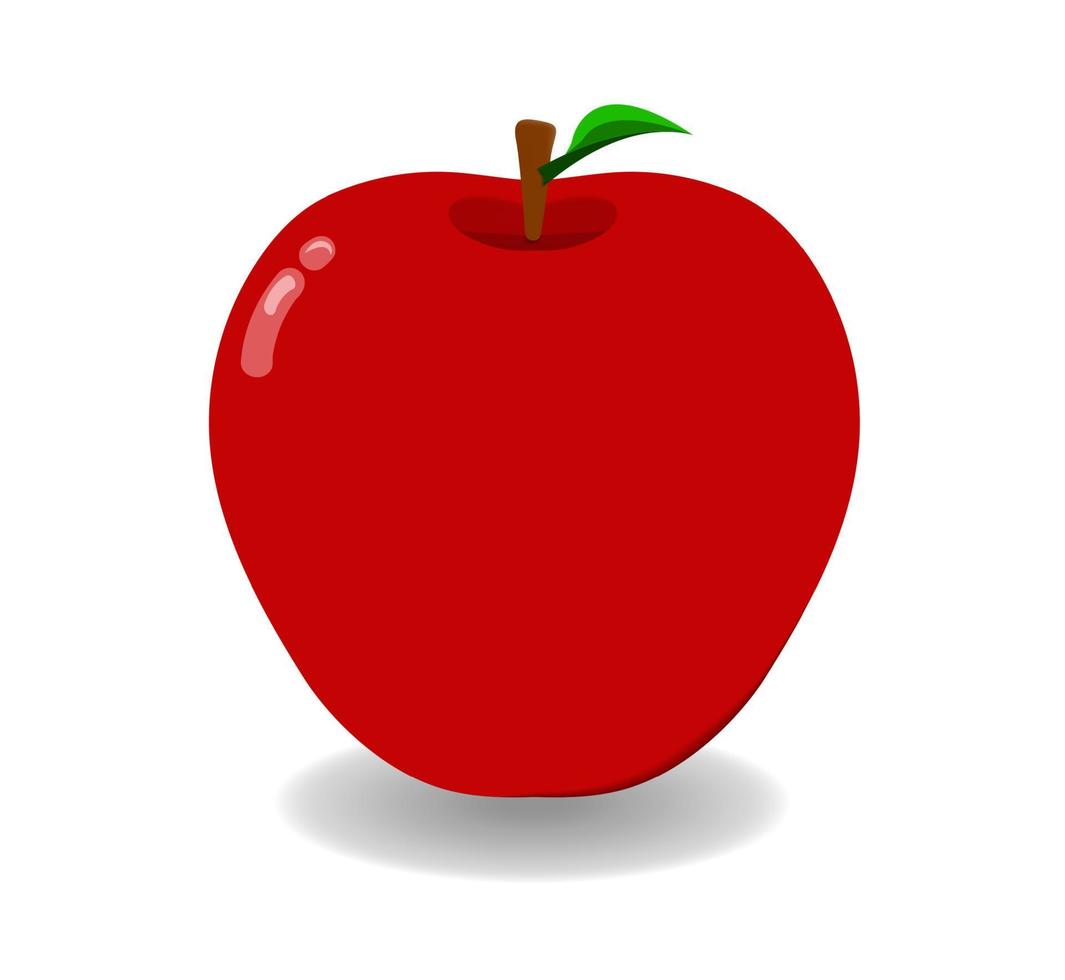 una sola manzana roja sobre un fondo blanco. es una fruta que contiene nutrientes y vitaminas saludables. diseño vectorial vector