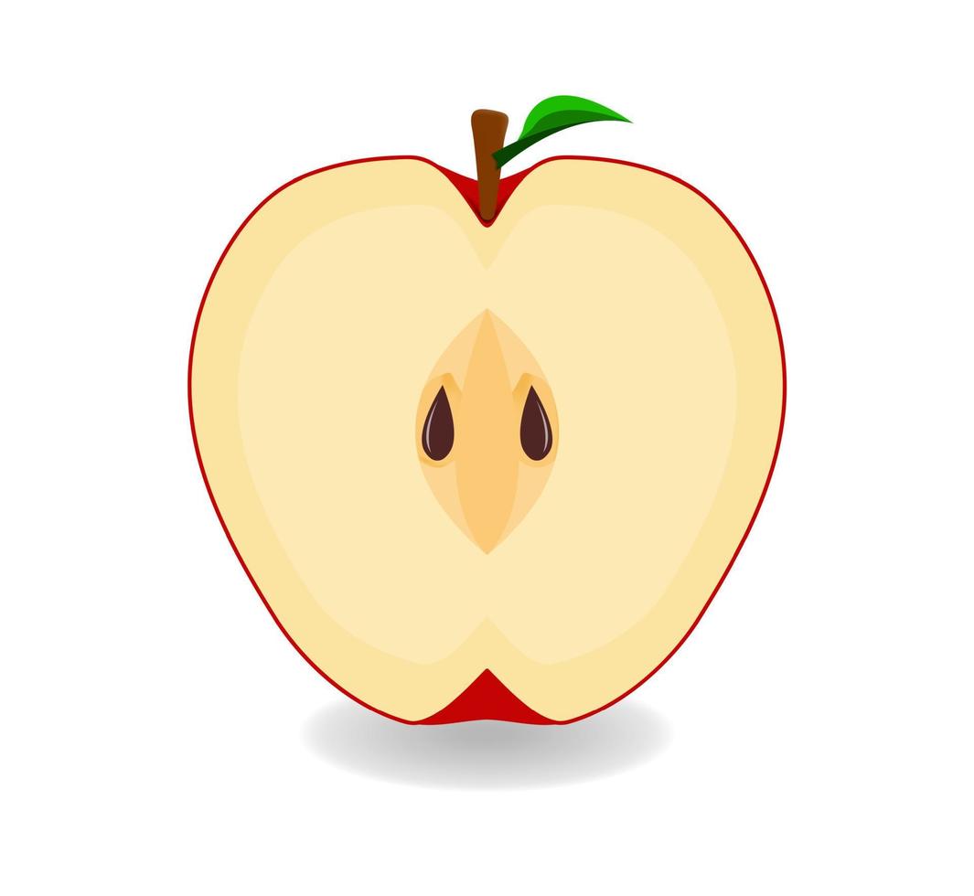 Half apple on a white background. It is a fruit that contains healthy nutrients and vitamins. vector design