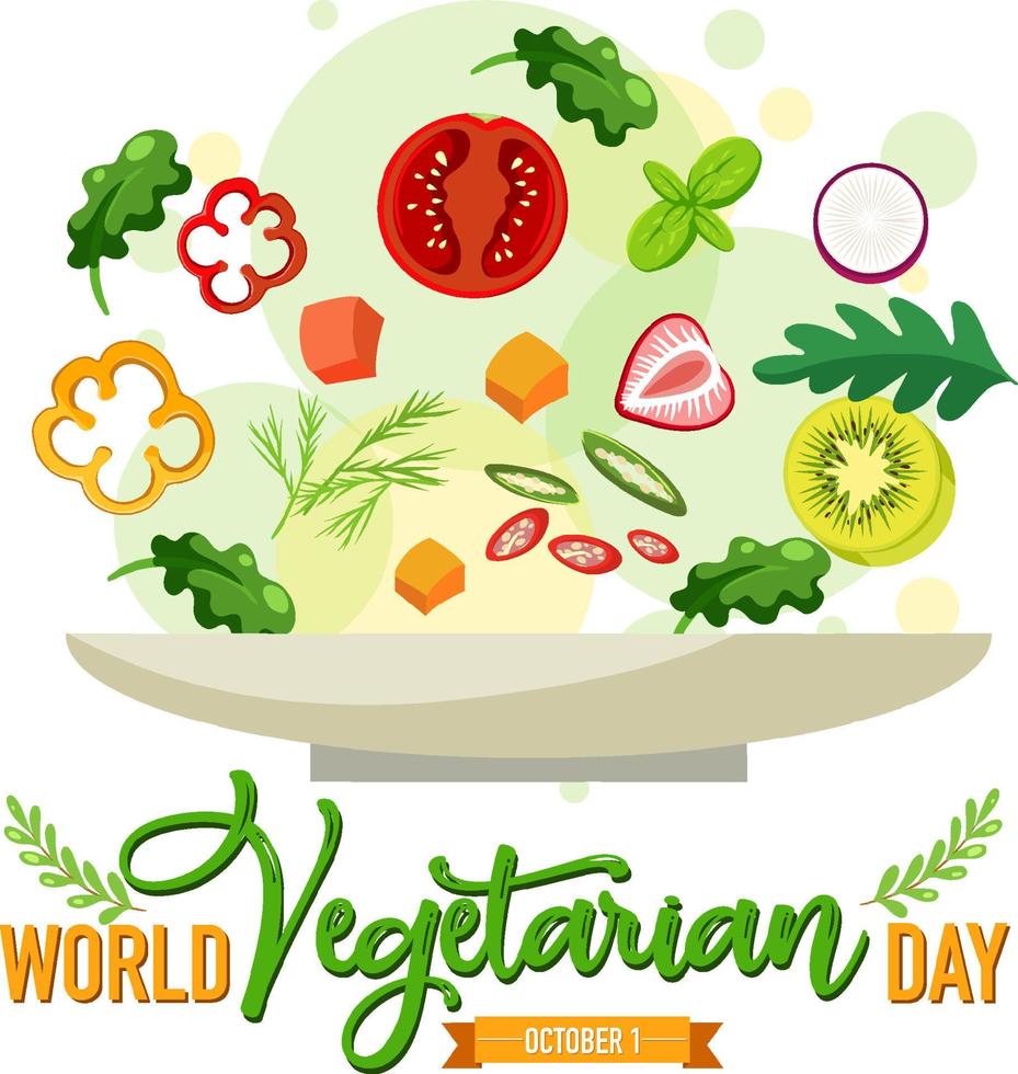 logotipo del día mundial del vegetariano con verduras y frutas vector