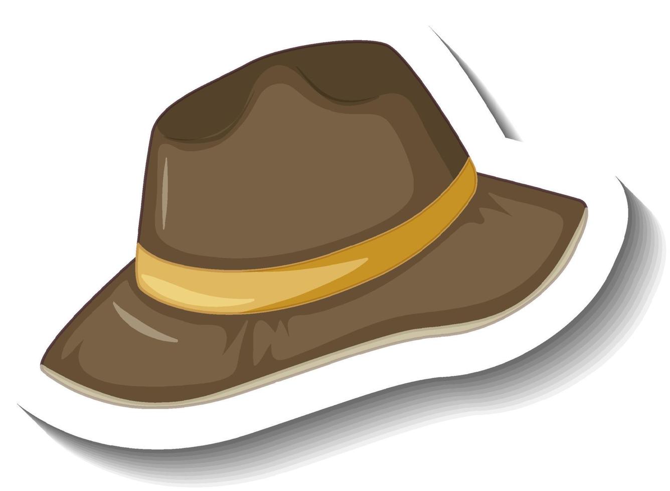 Brown vintage bucket hat sticker vector