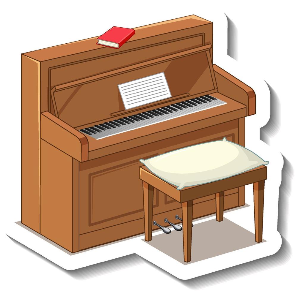 Wooden vintage piano on white background vector