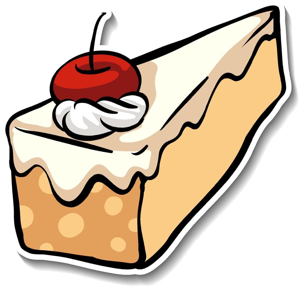 A piece of vanilla cake with cherry on the top vector