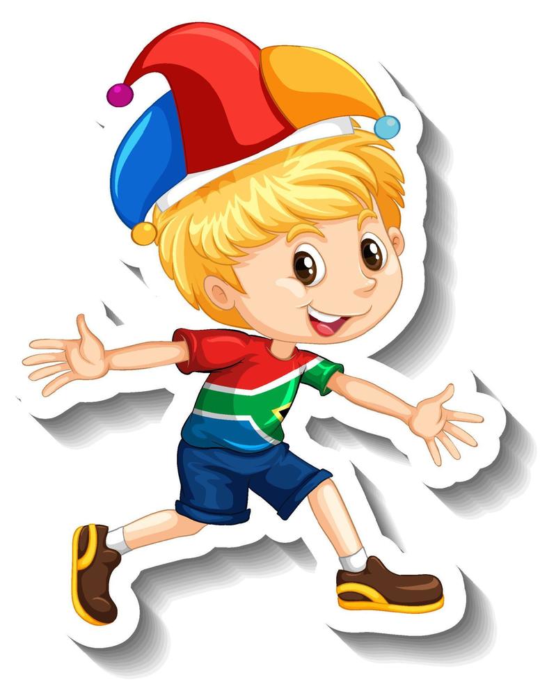 Sticker Canadian boy wearing Jester hat vector