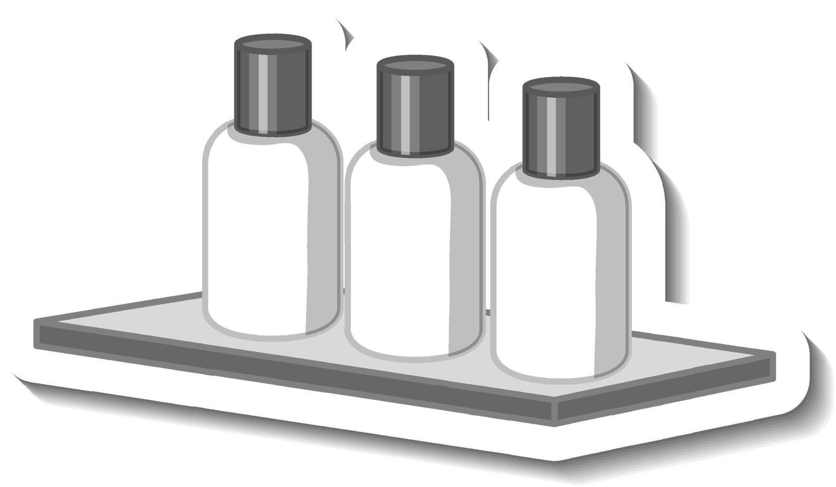 Empty lotion bottles on a shelf vector