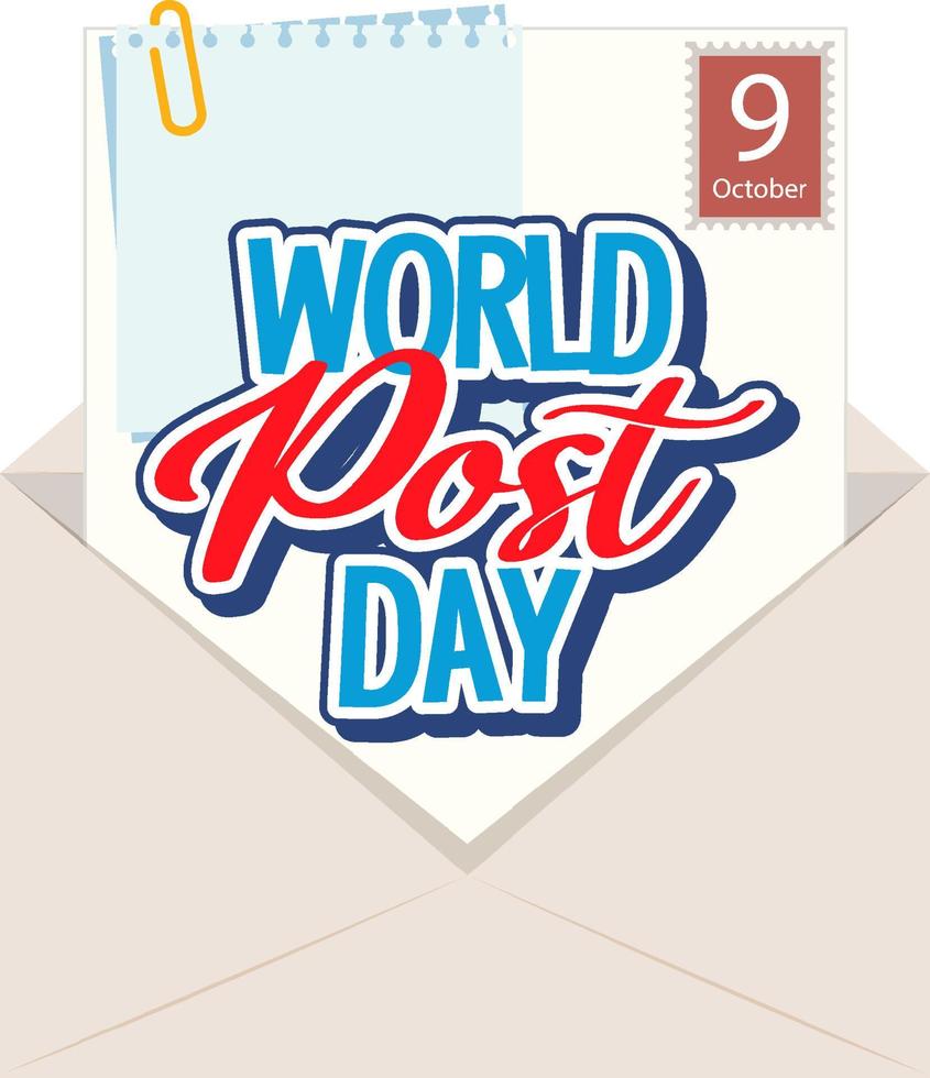World Post Day banner with an envelope vector