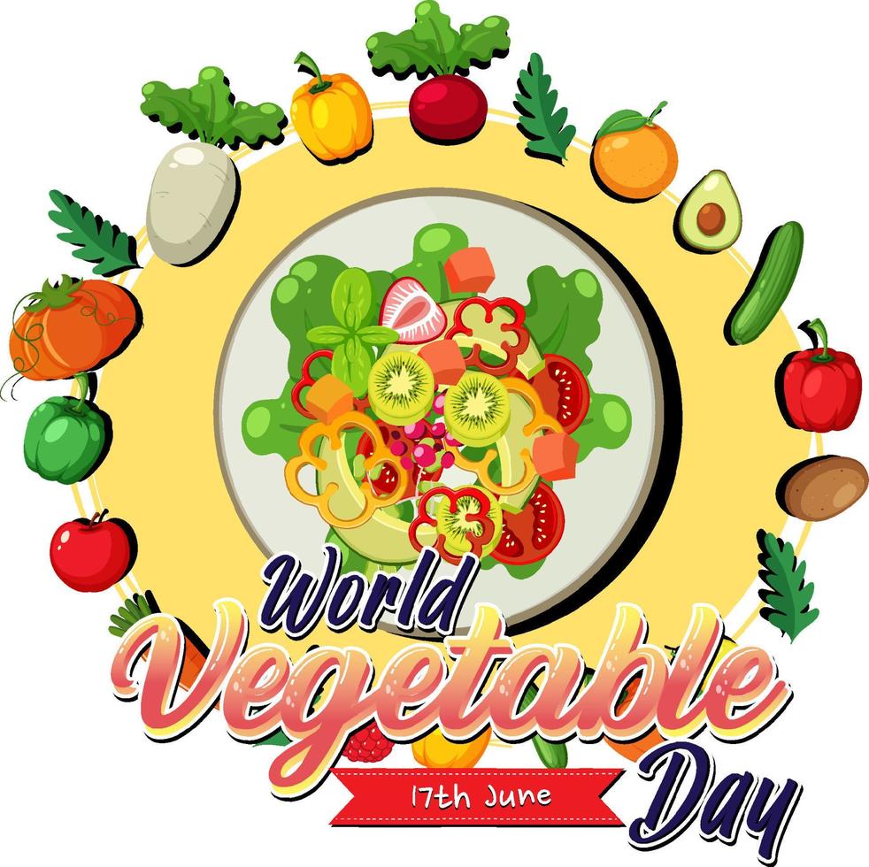 banner del día mundial de las verduras con verduras y frutas vector