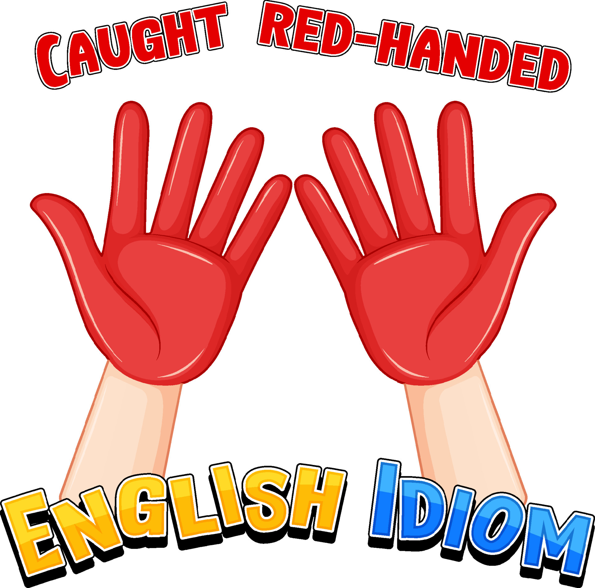English idiom with caught redhanded 4934494 Vector Art at Vecteezy