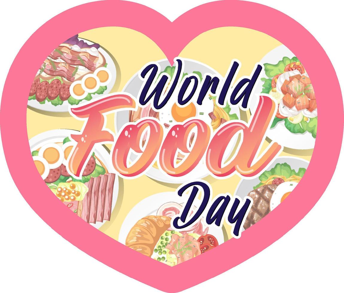 banner del día mundial de la alimentación en forma de corazón vector