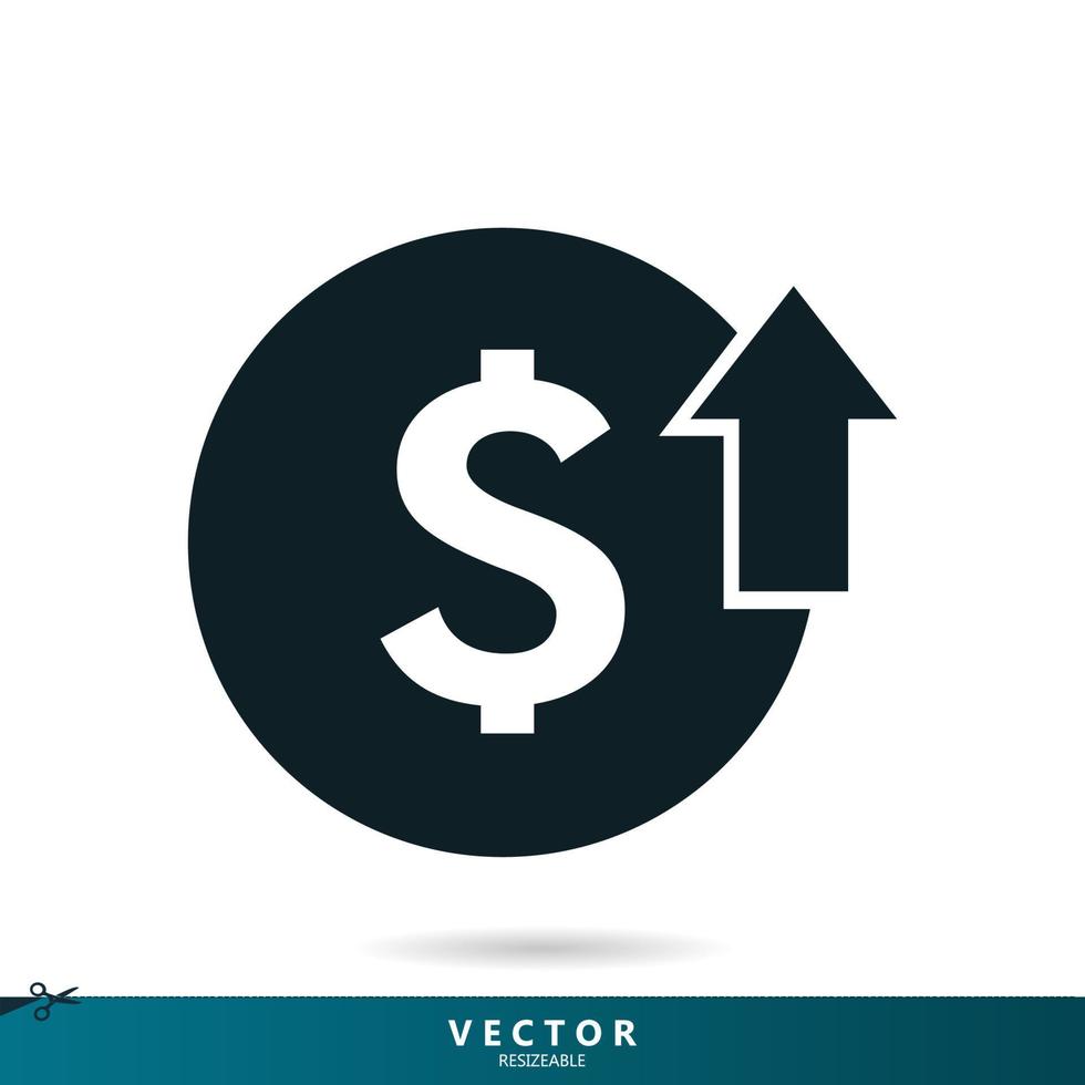 Cost reduction icon symbol. dollar up icon symbol vector. on white background. eps10 vector