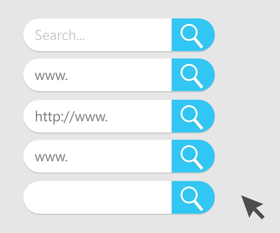 Search bar design web UI elements.  Search bar for web site interface vector