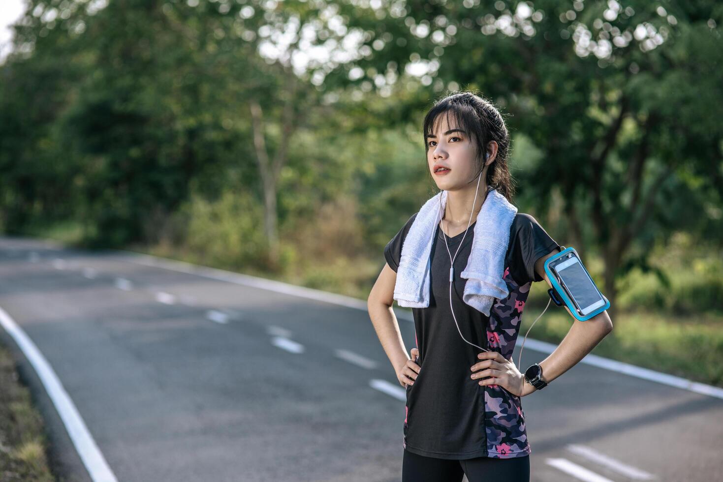 Women warm up before and after exercising. photo