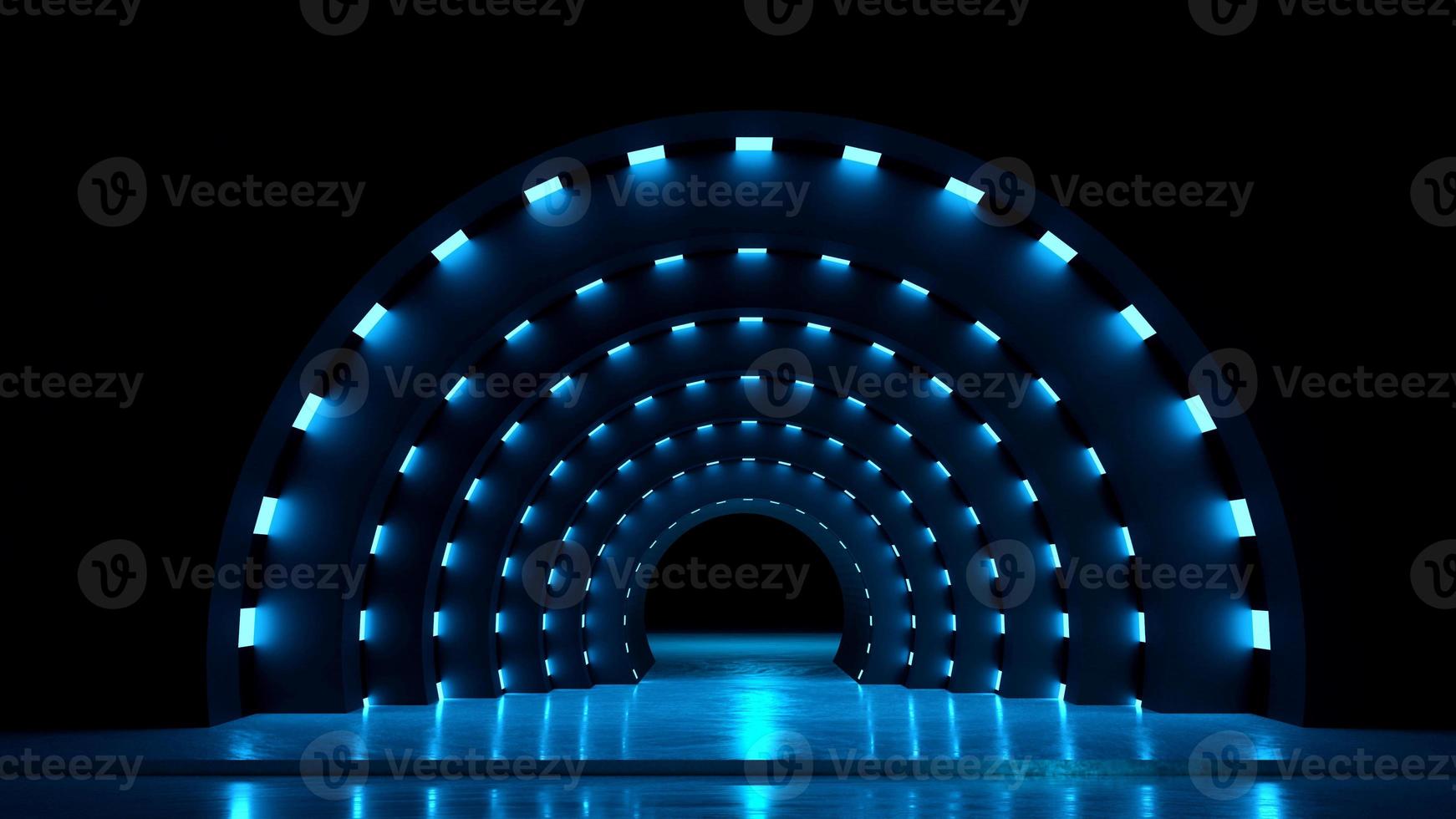 Representación 3D de un túnel de neón superpuesto foto