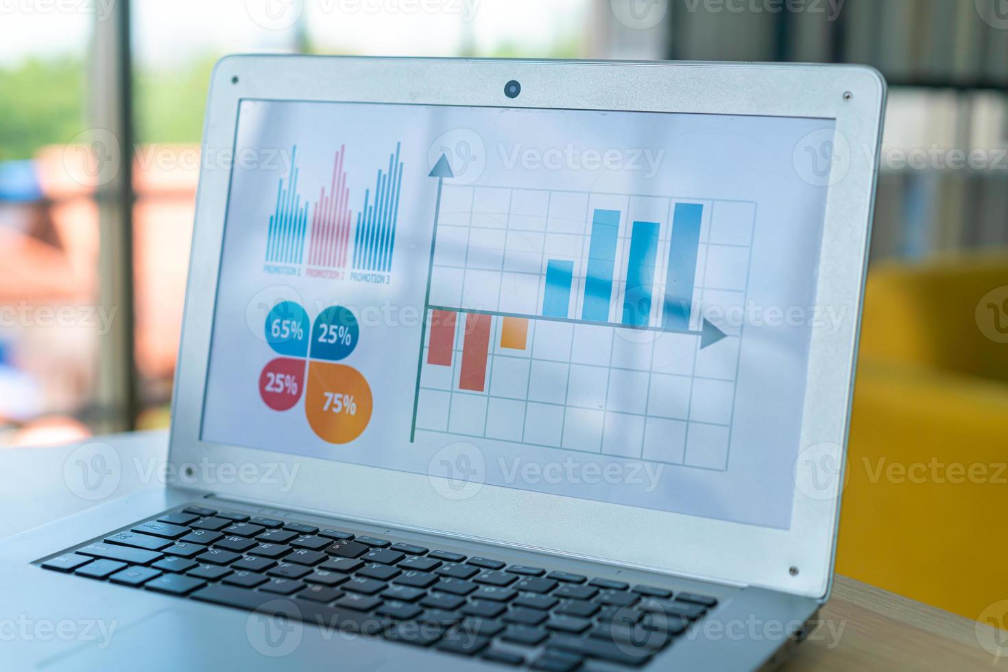 laptop screen with business graph photo