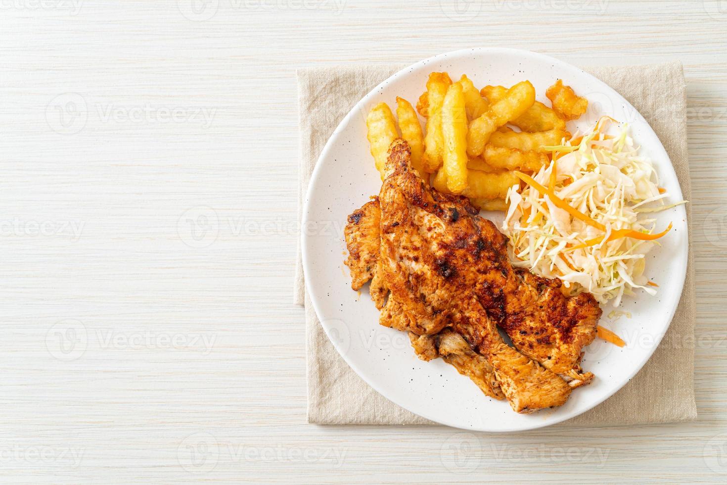 grilled spicy barbecue chicken steak photo