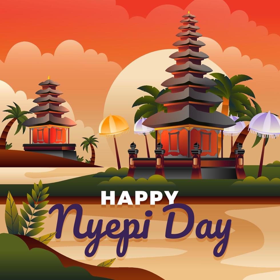 celebración del día balinés de nyepi en pura vector