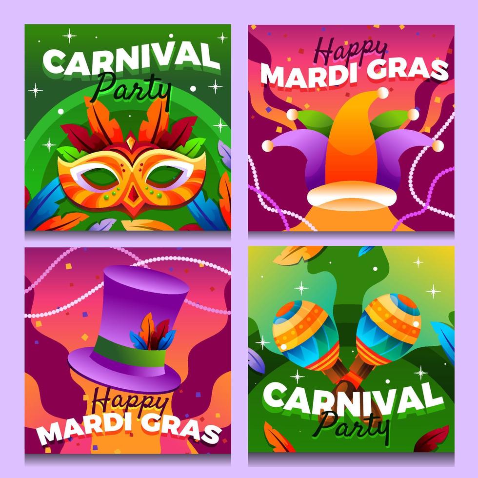 feliz carnaval fiesta publicación en redes sociales vector