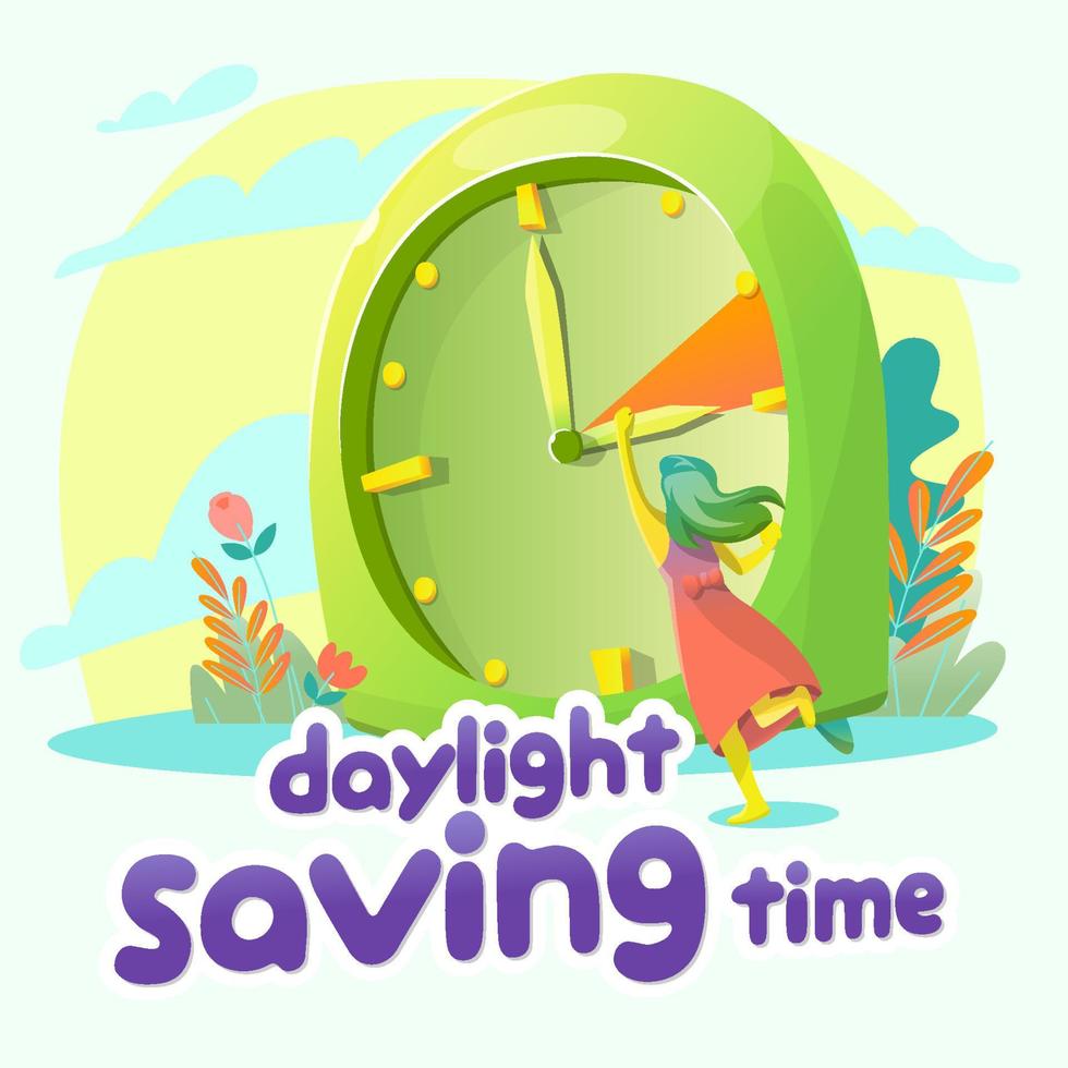 Spring Time Change Illustration with A Girl vector