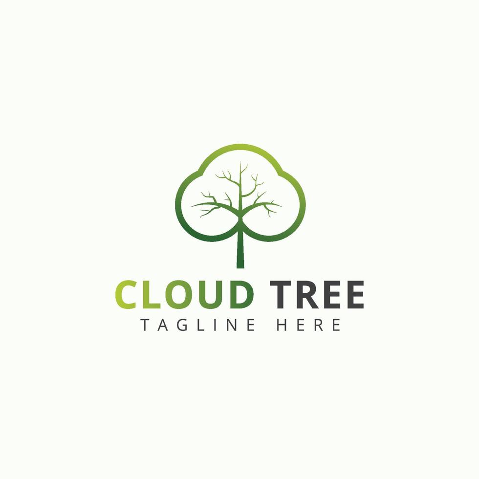 Plantilla de vector de diseño abstracto de logotipo de árbol de nube. logo de vector de árbol este hermoso árbol es un símbolo de una nube.