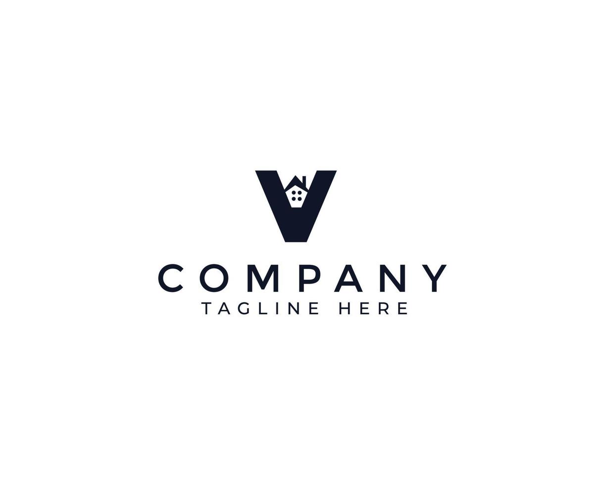Letter V Black white Real Estate Logo. Construction Architecture Building Logo Design Template Element vector