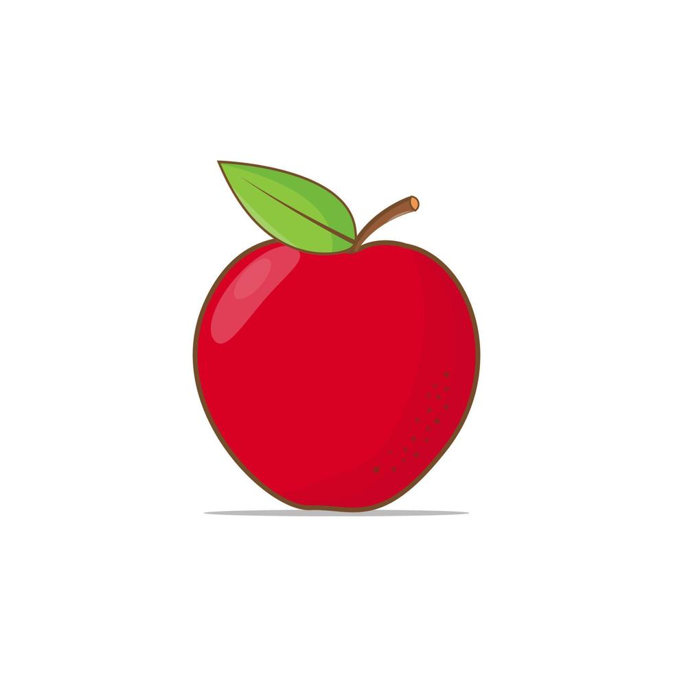 Apple fruit with big green leaves isolated on a white background. design elements, logo templates, vegetarian menu decoration. Flat style illustration vector