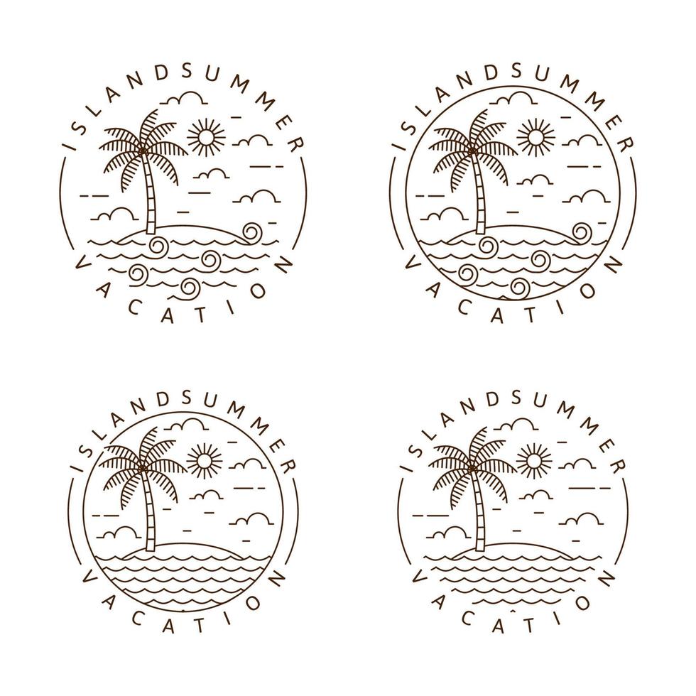 Island illustration monoline or line art style vector