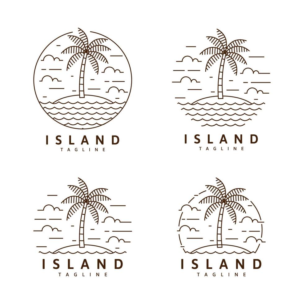 Collection island illustration monoline or line art style vector