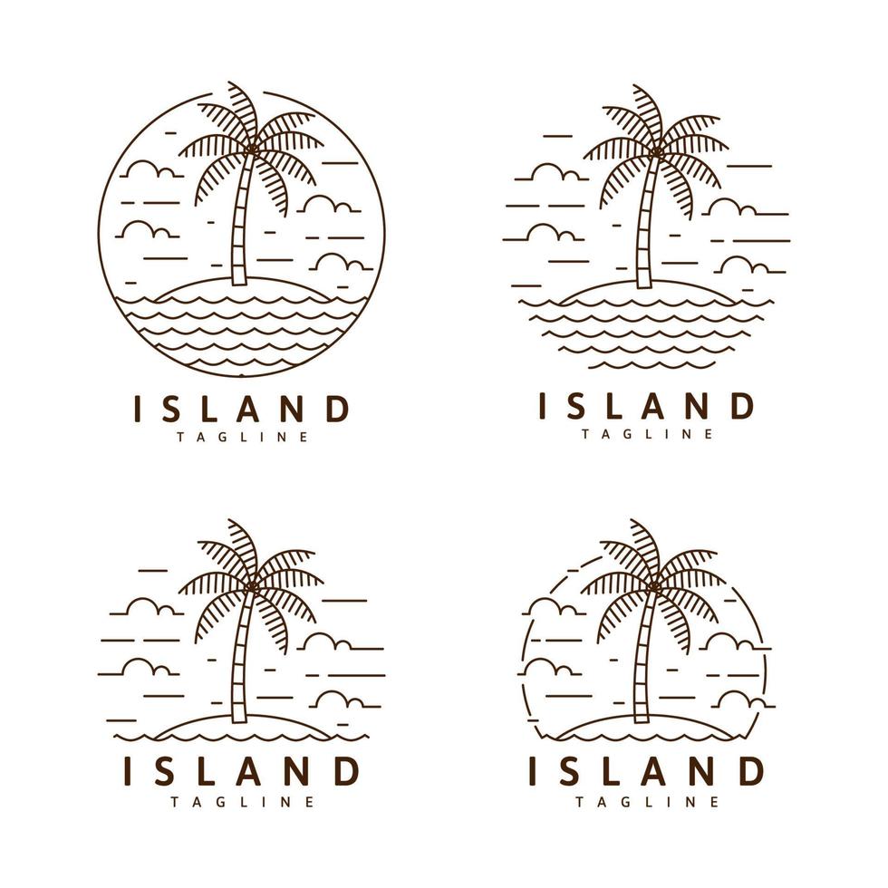 colección isla ilustración monoline o estilo de arte lineal vector