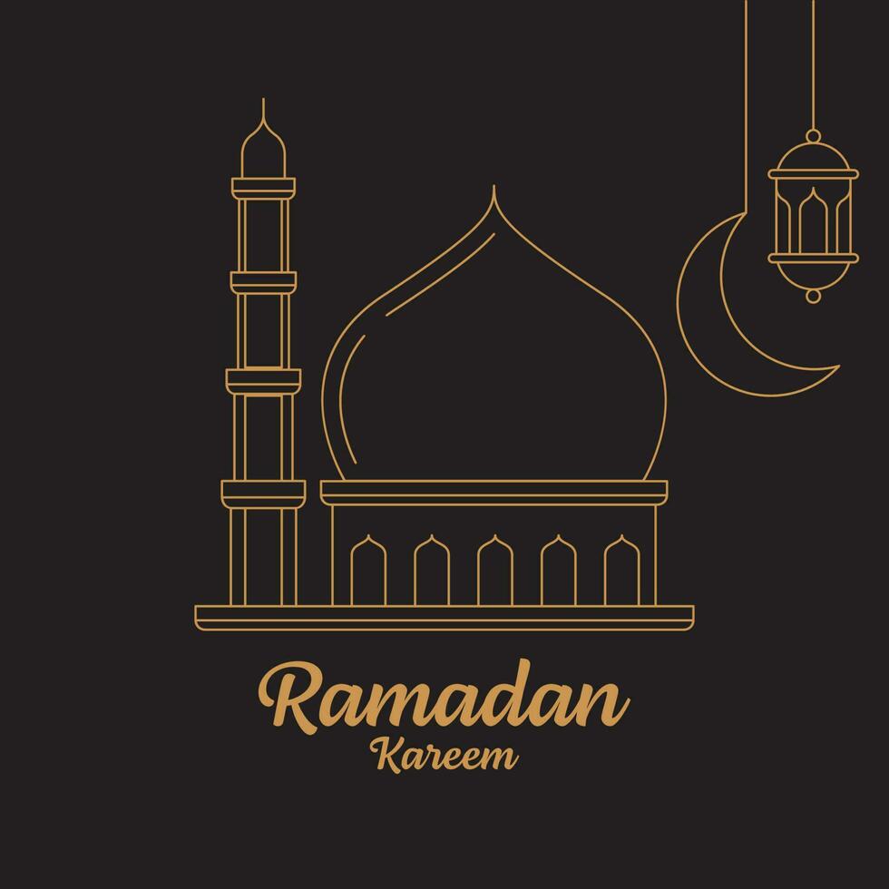 vector de arte de línea de ramadan kareem