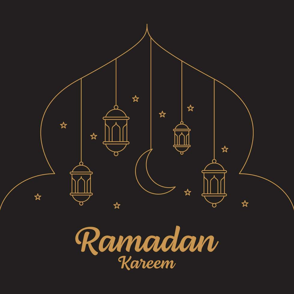 Ramadan kareem line art vector