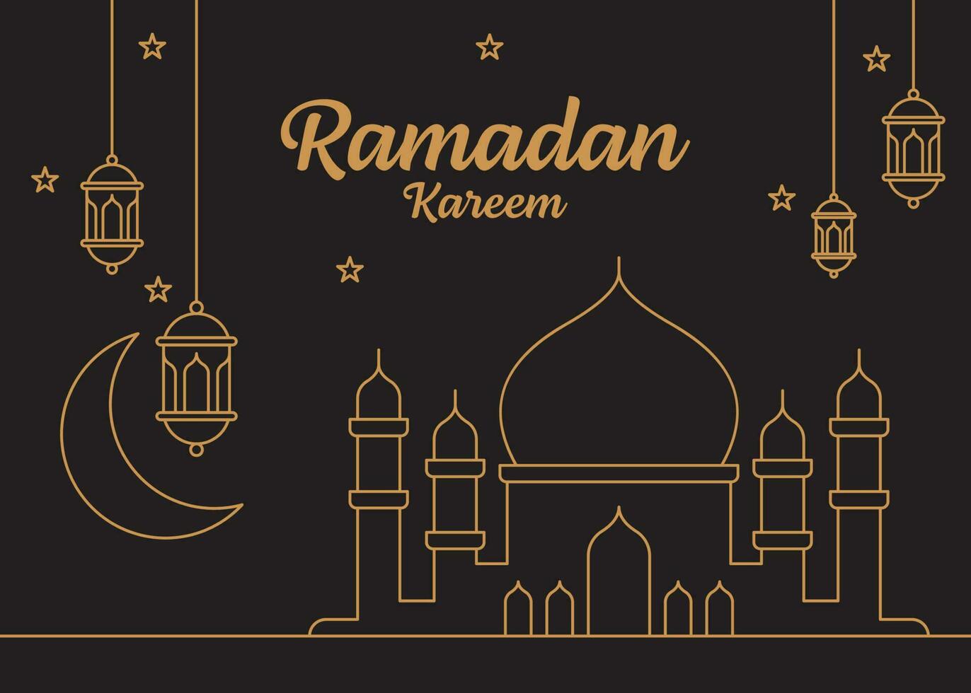 Ramadan kareem line art vector