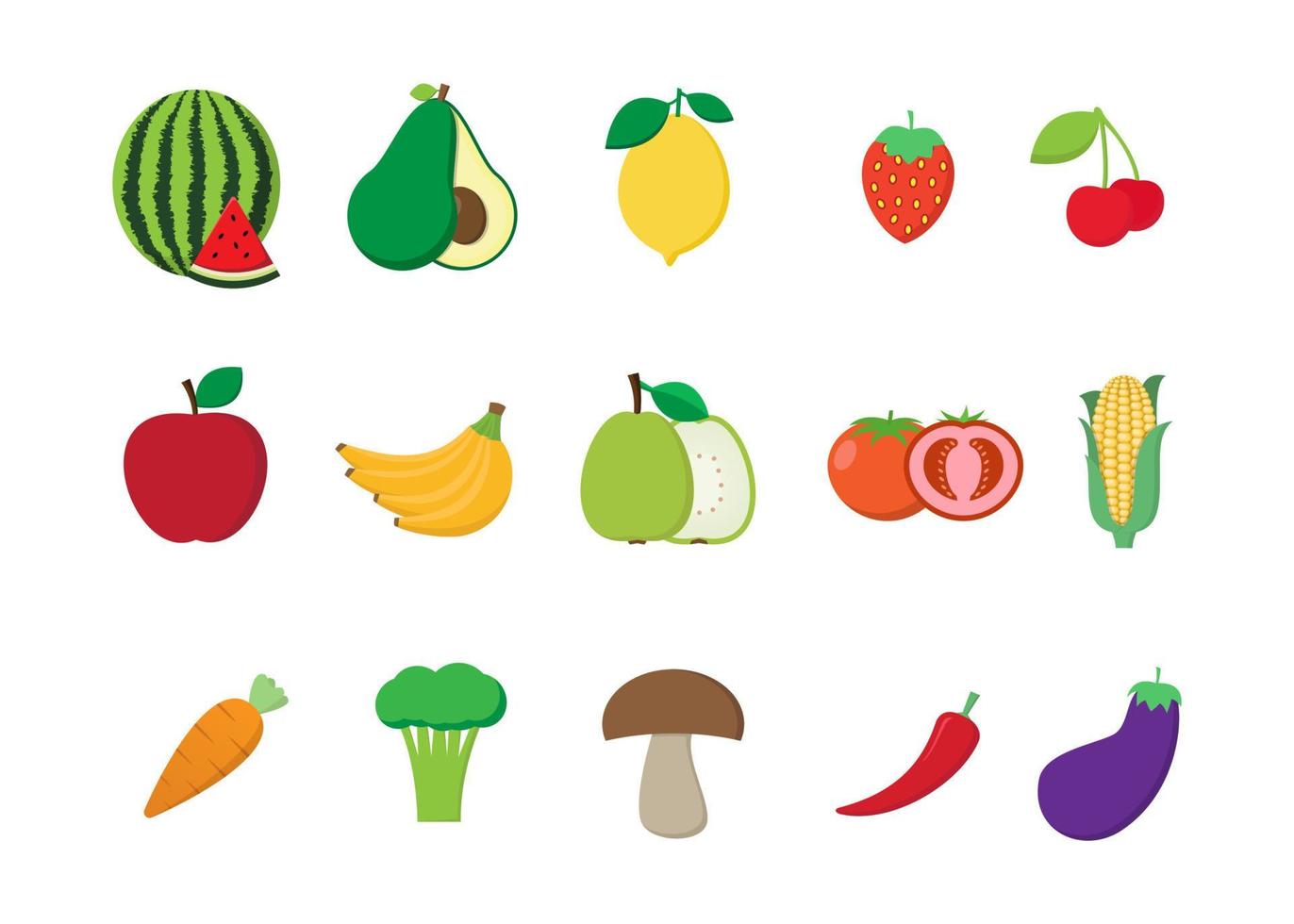 diseño de vector fresco de frutas y verduras