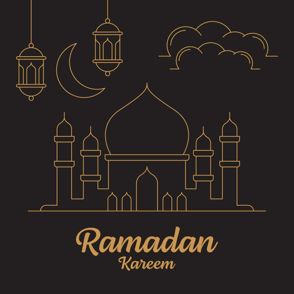 vector de arte de línea de ramadan kareem