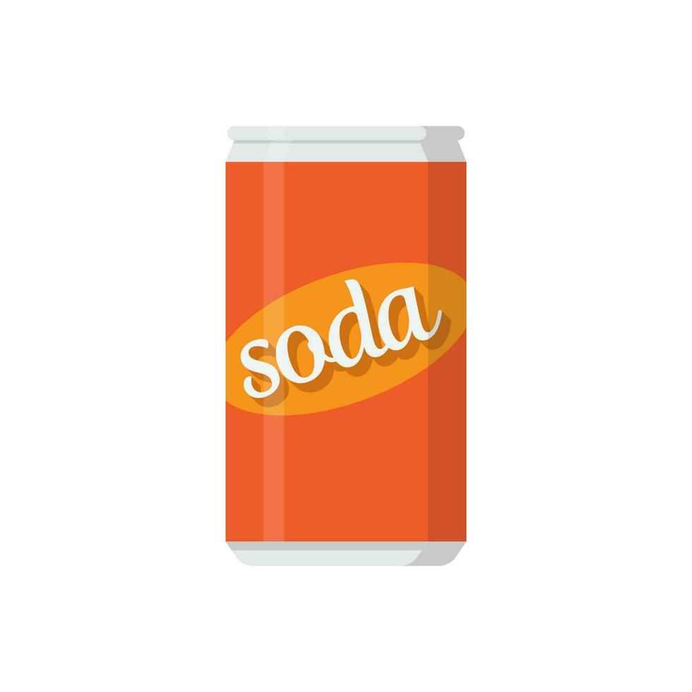 Soda drink, soda can on white background flat illustration vector