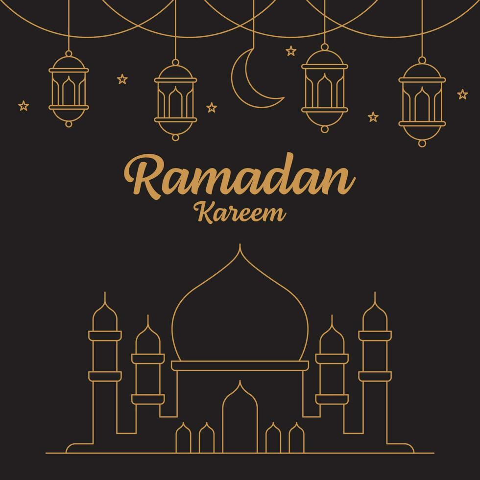 vector de arte de línea de ramadan kareem