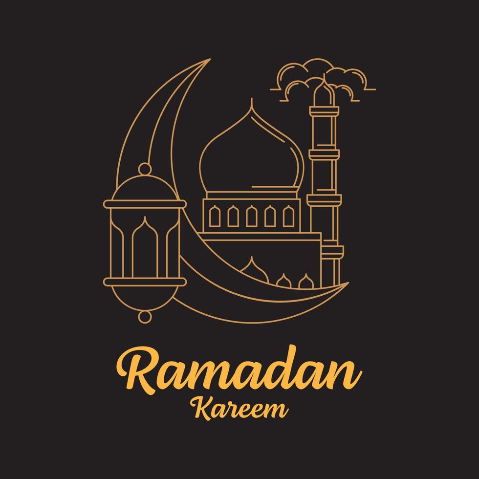 Ramadan kareem line art vector