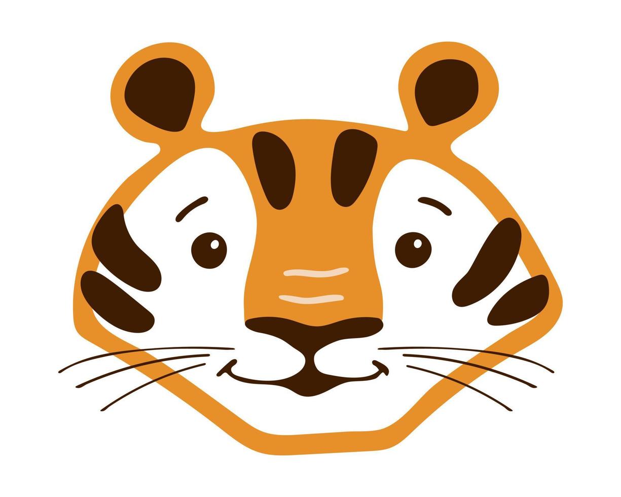 linda cara de tigre. ilustración vectorial en estilo plano de dibujos animados. vector