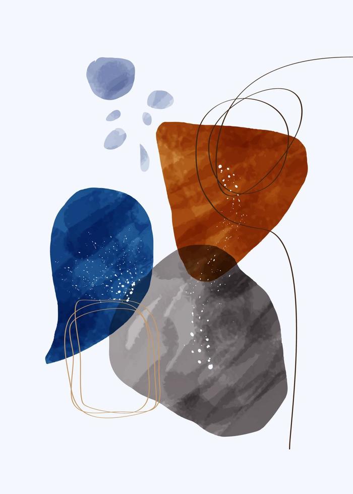 abstracto moderno moderno de moda. conjunto de vectores de ilustraciones minimalistas creativas pintadas a mano para redes sociales, decoración de paredes, diseño de portada de tarjetas postales o folletos