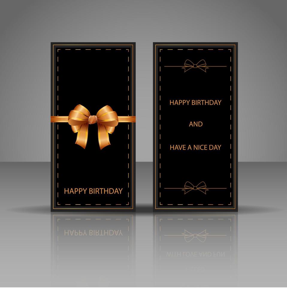 Birthday card with golden bow vector