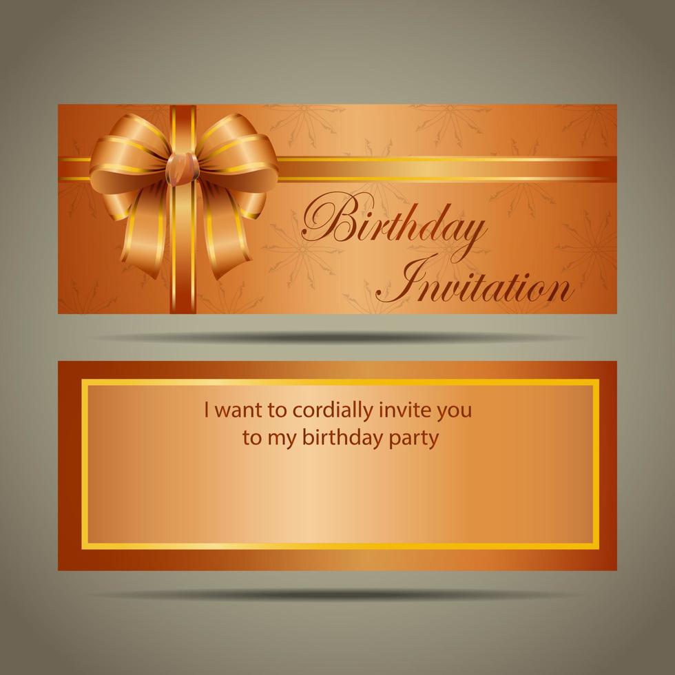 Gold birthday invitation card vector