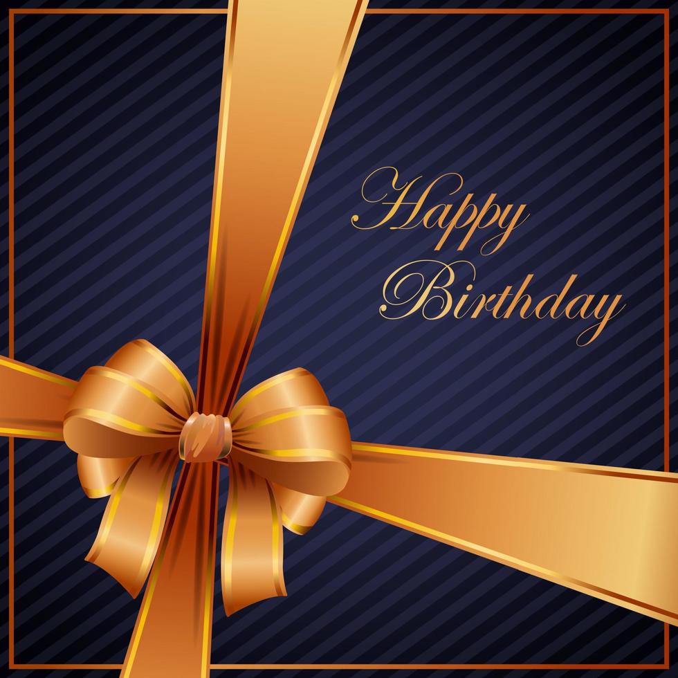 Birthday card with gold ribbon vector