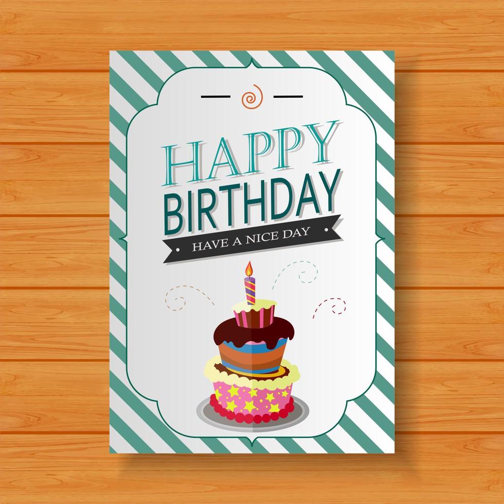 Birthday card on wood background vector