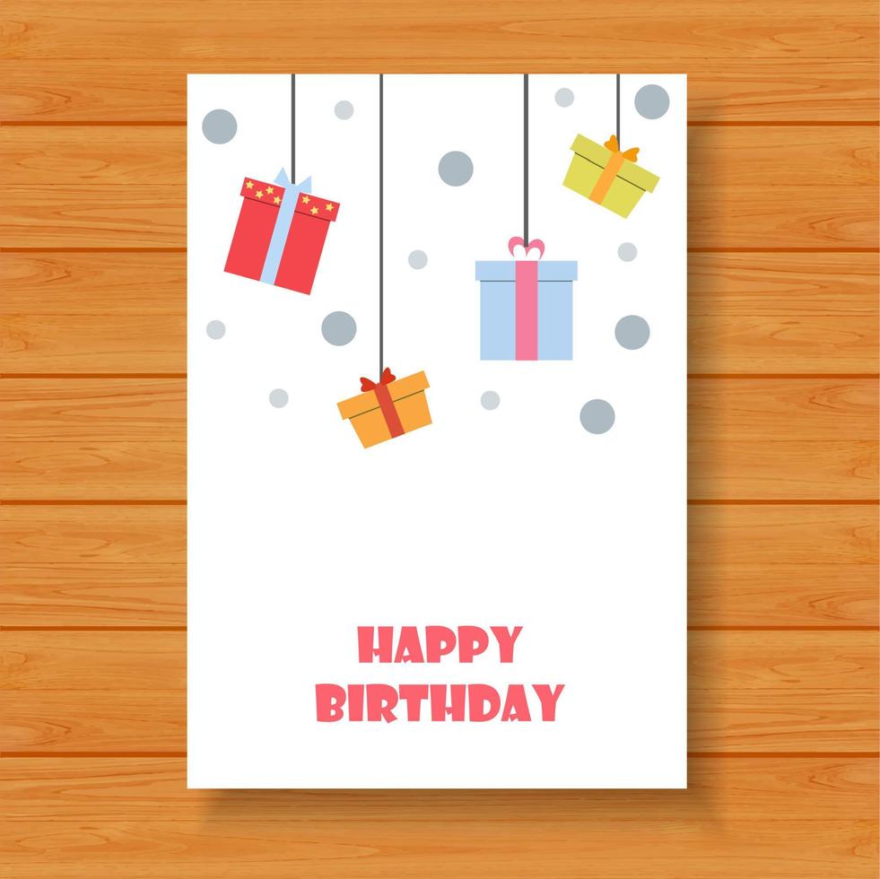tarjeta de cumpleaños sobre fondo de madera vector