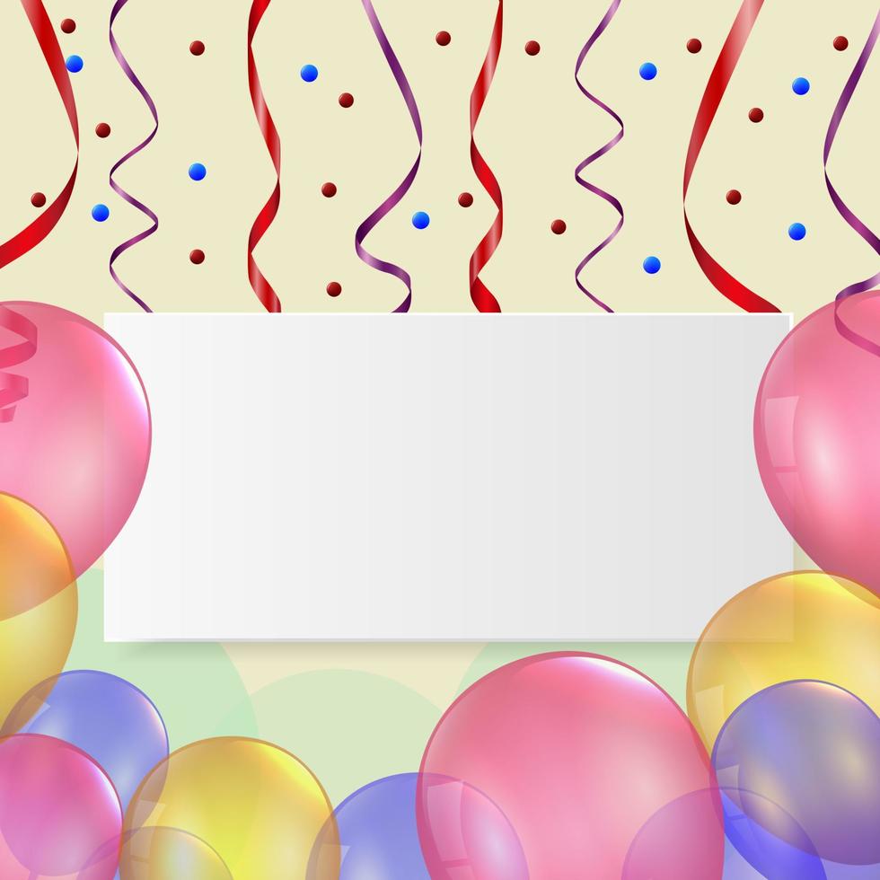 Birthday card with balloon and ribbon vector