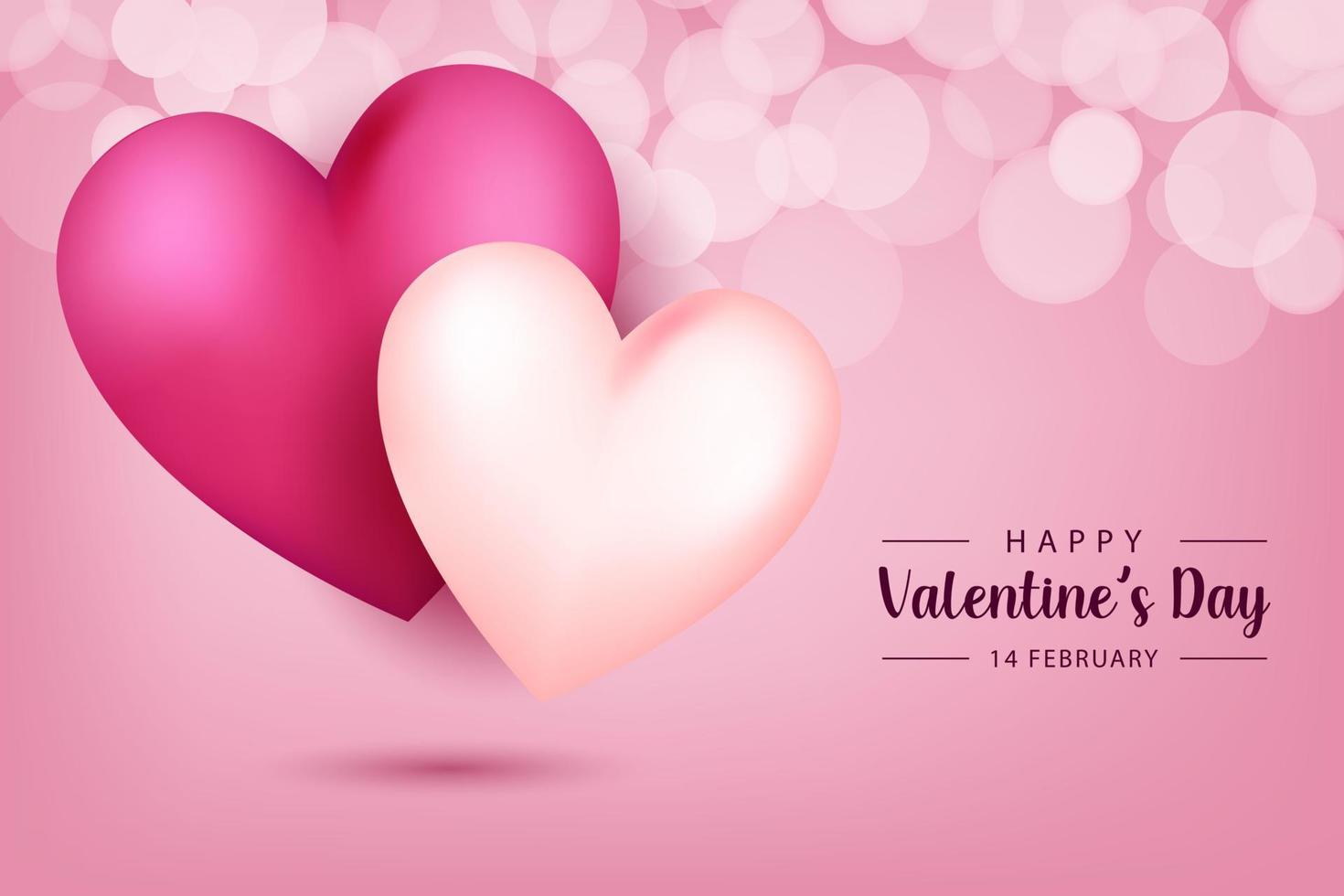 Hermoso fondo feliz del día de San Valentín con diseño de fondo de estilo de corazones realista para tarjetas de felicitación, carteles, pancartas. ilustración vectorial. vector
