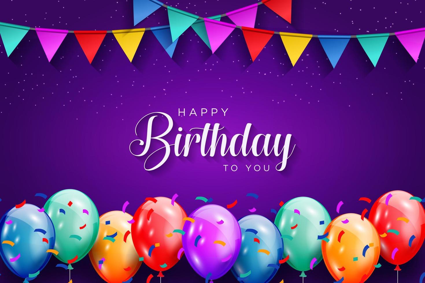 Happy birthday celebration background with realistic colorful balloons design for greeting card, poster, banner. Vector illustration.