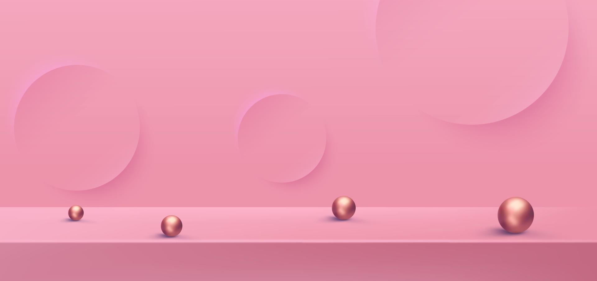 Concepto de vector de fondo de podio rosa 3d, adecuado para varios diseños de fondo, plantilla de San Valentín, pancarta, póster