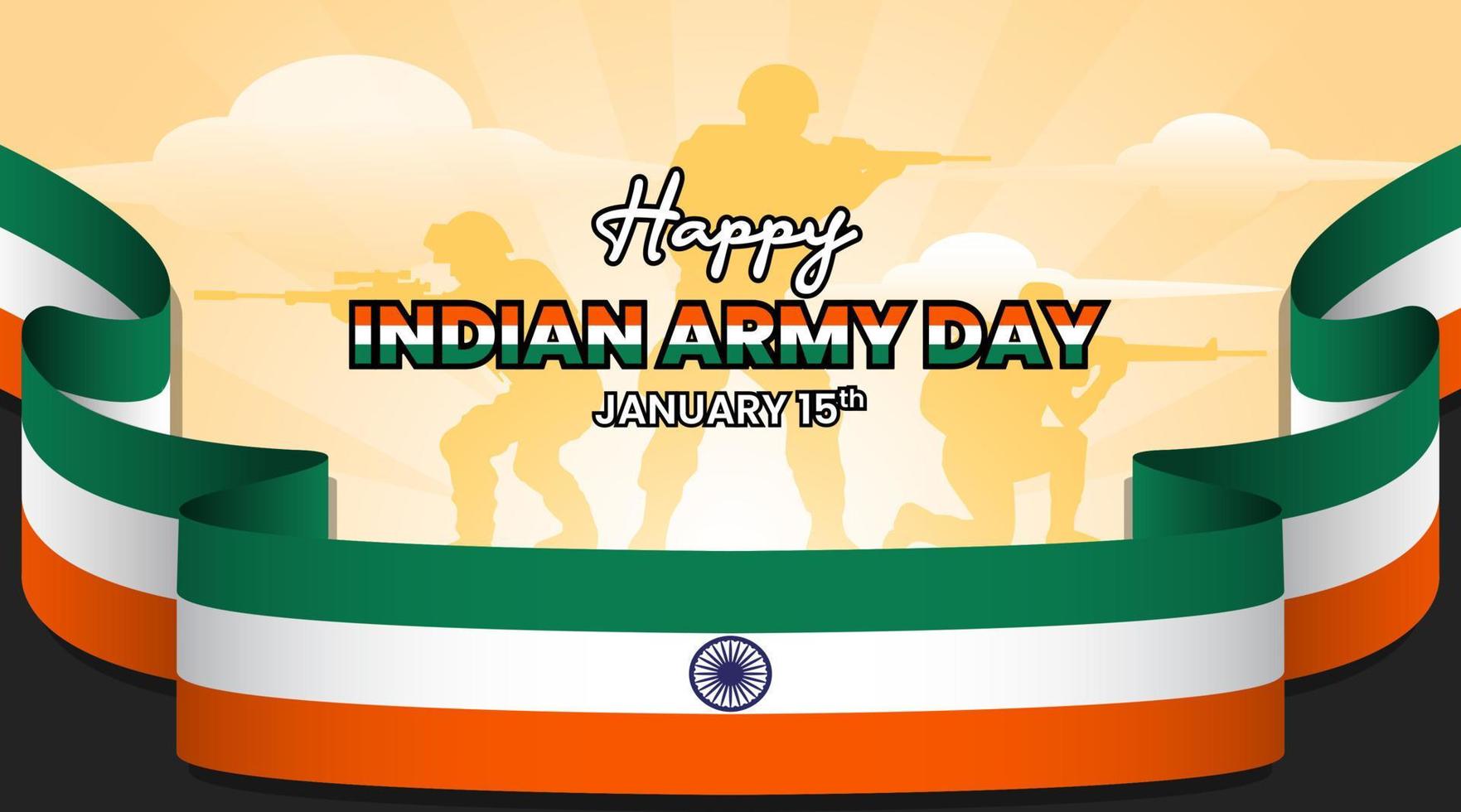Indian army day background with soldier and flag vector