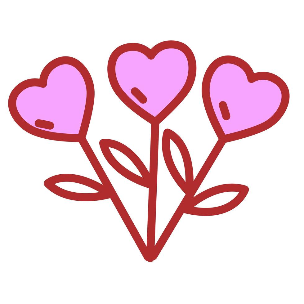 flor con capullo de corazón. icono del día de San Valentín. ilustración vectorial vector