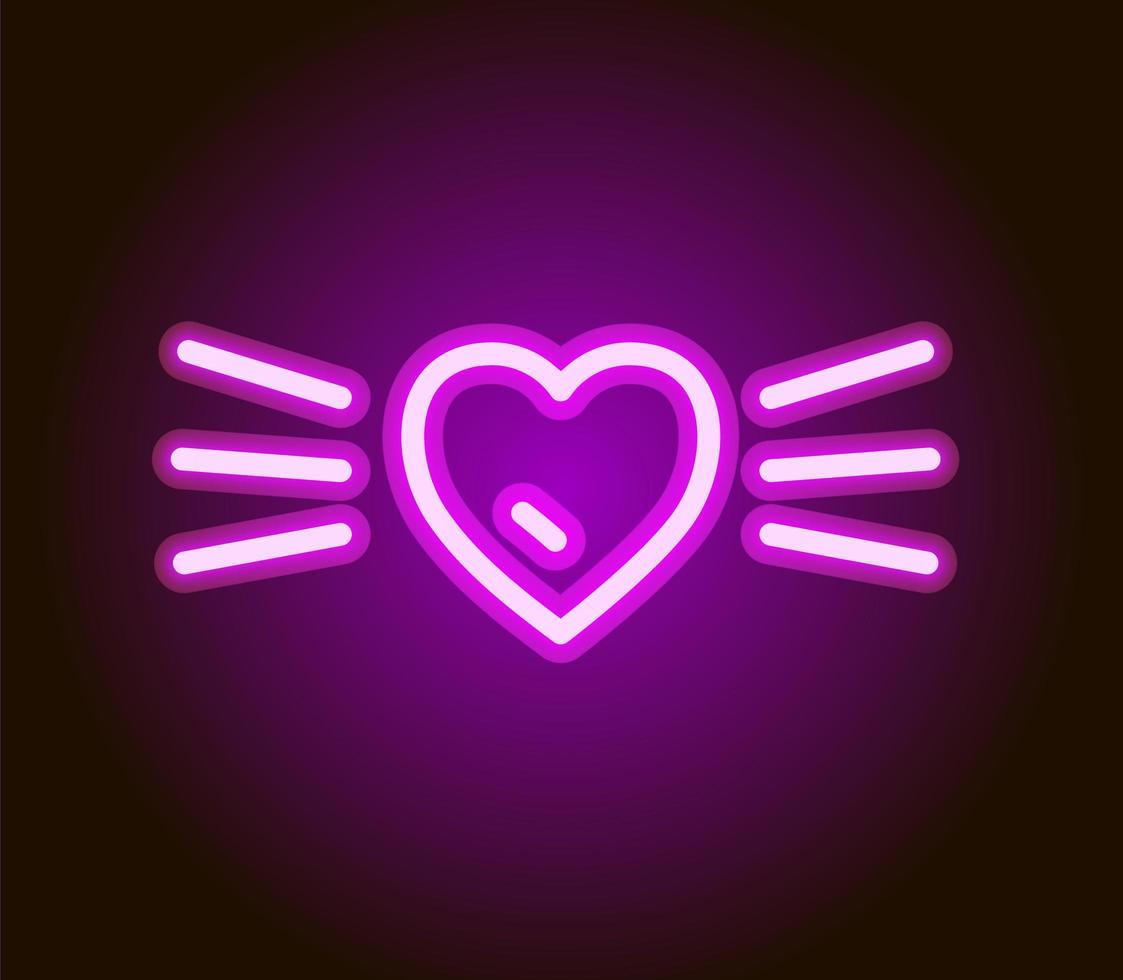 Shining neon heart. Valentines day icon. Vector illustration